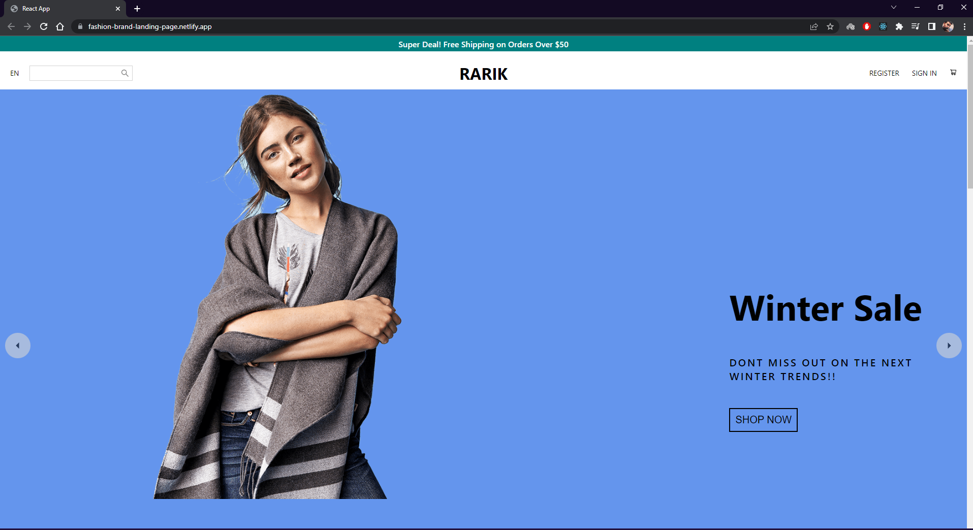 Clothing Brand Landing Page